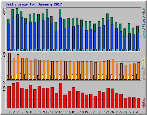 Daily usage for January 2017