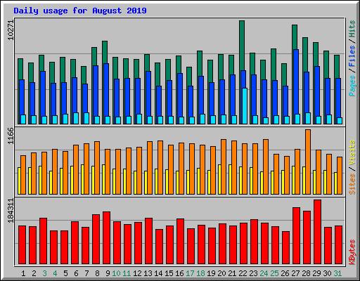Daily usage for August 2019