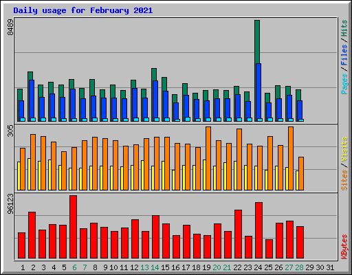 Daily usage for February 2021