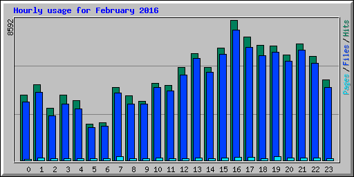 Hourly usage for February 2016