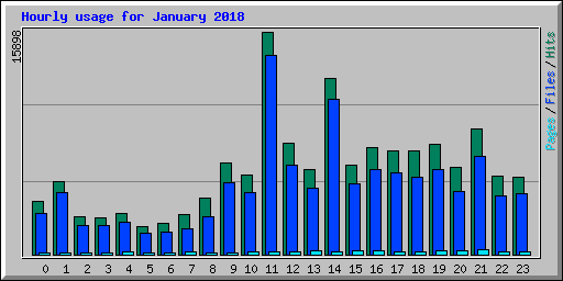 Hourly usage for January 2018